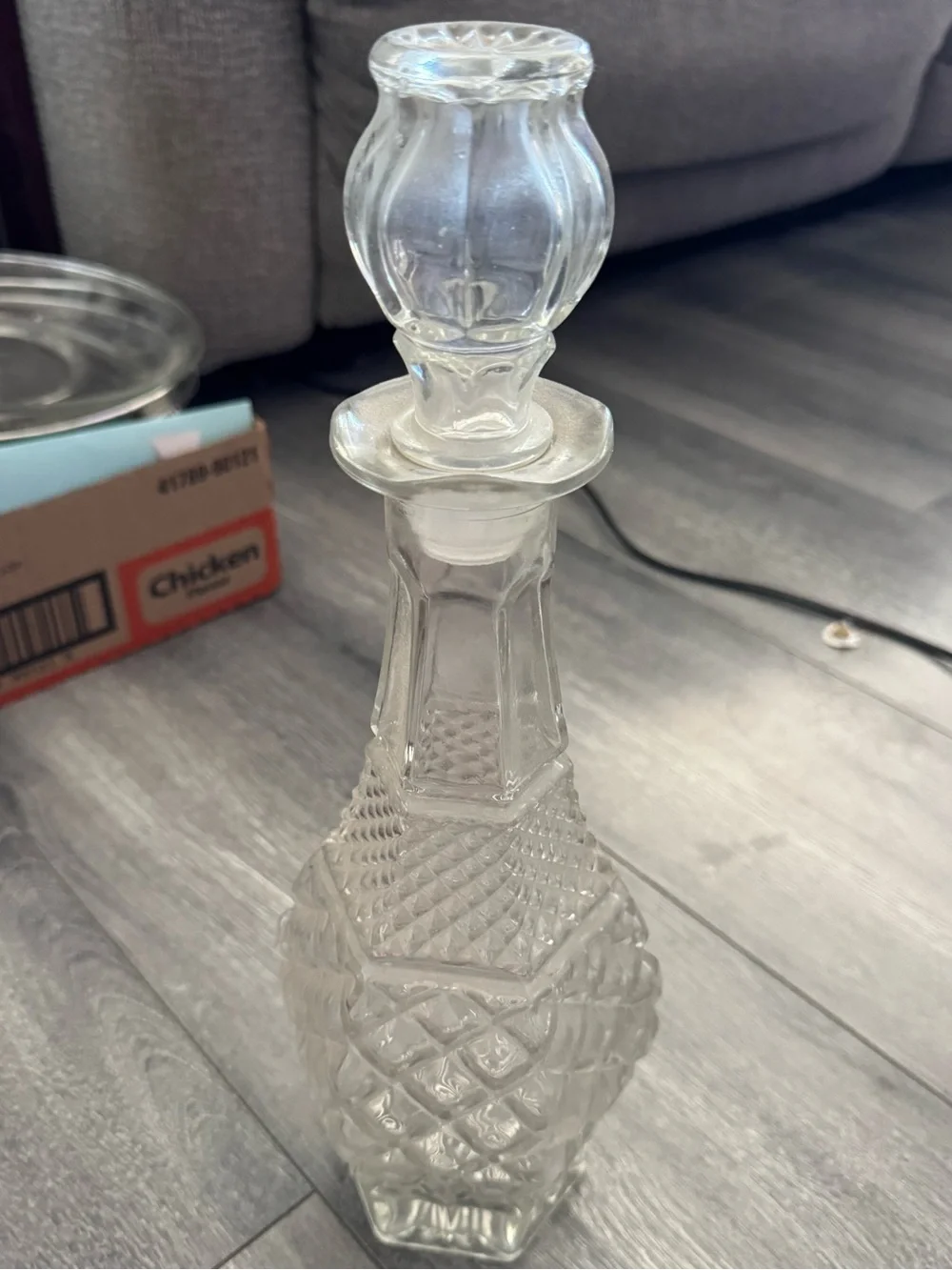 Vintage Clear Glass Decorative Decanter with Stopper -